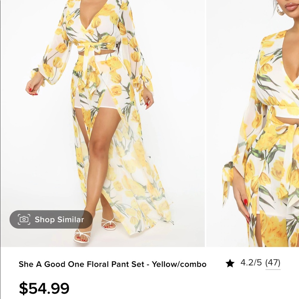 Yellow floral pant set